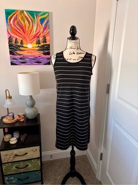 Black Striped Sleeveless Summer Dress